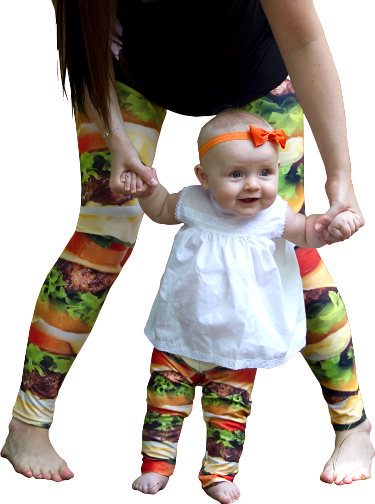 Picture of a baby wearing custom printed baby leggings